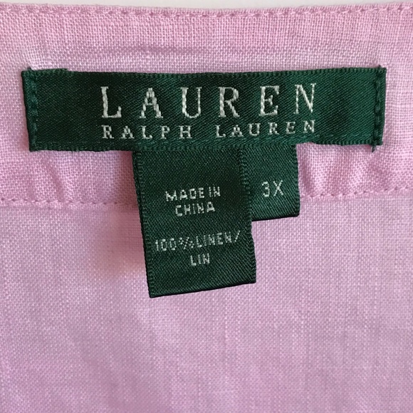 RALPH LAUREN Linen Tunic Long Sleeve Pink Women’s Plus Size 3X - Picture 6 of 12